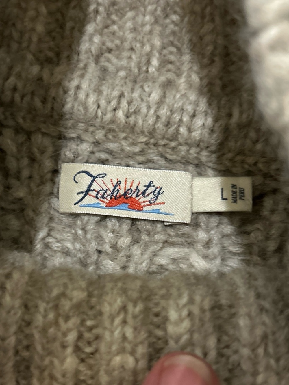 Faherty Alpaca Wool Fair Isle Mock Neck Sweater Womens Large Tan Red Excellent - Picture 5 of 11
